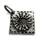 Sterling Silver Dresden Plate Quilt Square Charm for Bracelet Quilting Pattern