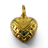 Sterling Silver or Gold Vermeil Victory Puffy Heart Charm for Bracelet Vintage V