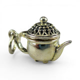 Sterling Siliver Footed Teapot Charm for Bracelet Movable Lid Highly Detailed