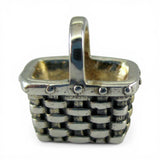Sterling Silver Mini Market Basket Charm for Bracelet Brown County BCB Small