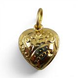 Puffy Heart Charm for Bracelet Sterling Silver Vintage 3D Double Sided Pendant 1