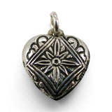 Sterling Silver Gold Puffy Heart Charm for Bracelet STAR Repousse Starburst 4