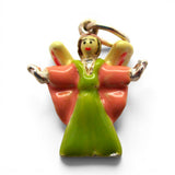 Sterling Silver Hand Enamel Angel Charm for Bracelet Vintage New Religious Gift