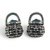 Sterling Silver Acorn Woven Basket Post Earrings Brown County Vintage New BCB