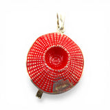Sterling Silver Red Enamel Hat Ribbon & Flowers Pendant for Necklace Vintage