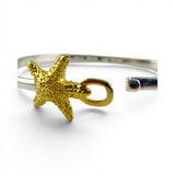 Sterling Silver Gold Vermeil Starfish Bangle Charm Bracelet Beach Jewelry New