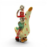 Sterling Silver Enamel Uncle Sam on Goose Charm for Bracelet Patriotic Folk Art
