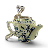 Sterling Silver Enamel Flow Blue Willow Teapot Charm for Bracelet Tea Party Gift