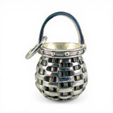 Sterling Silver Acorn Woven Basket Charm or Pendant Brown County Vintage 925