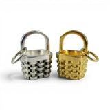 Berry Basket Charm for Bracelet Small Pendant Sterling Silver or Gold Vermeil
