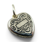 Sterling Silver Puffy Heart Charm for Bracelet Banner Scroll Vintage New 6