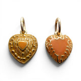 Small Sterling Silver Peach Pink Enamel Heart Charm for Bracelet Vintage New