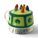 Sterilng Silver Enamel Happy Birthday Cake Charm for Bracelet Gift Vintage New