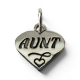 Sterling Silver Aunt Heart Charm for Bracelet Niece Nephew Gift Vintage New