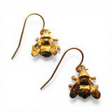 Sterling Silver Gold Vermeil Vermeil Bee Earrings Dangle Drop Insect Jewelry 925