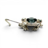 Sterling Silver and Green Enamel Frog Earrings Dangle Drop Vintage 925 BCS