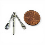 Sterling Silver Knife Fork Spoon Flatware Charm for Bracelet Dining Dinner Gift