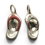 Sterling Silver or Pink Enamel Flip Flop Charm for Bracelet Summer Beach Jewelry