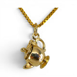 Sterling Silver Short & Stout Teapot Charm Movable Gold Vermeil Vintage Tea Gift