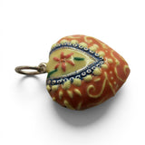 Sterling Silver Enamel Peach Pink Puffy Heart Pendant for Necklace VIntage