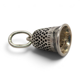 Brocosi.com antiqued sterling silver thimble charm with textured pitted surface and polished silver band