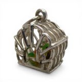 Sterling Silver Parrot in a Cage Charm for Bracelet Birdcage Pretty Bird Gift