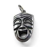 Sterling Silver Comedy Tragedy Mask Charm or Pendant Drama Actor Actress Gift