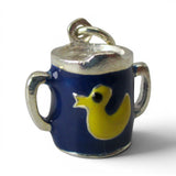 Sterling Silver Blue Sippy Cup Charm for Bracelet Its a Boy Gender Reveal Gift