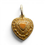 Small Sterling Silver Peach Pink Enamel Heart Charm for Bracelet Vintage New