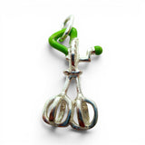 Sterling Silver Enamel Green Handle Egg Beater Charm for Bracelet Kitchen Gift