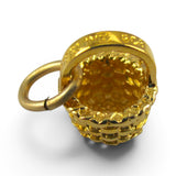 Sterling Silver on Gold Vermeil Mini Round Country Basket Charm for Bracelet BCB