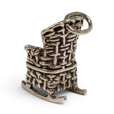 Sterling Silver Wicker Rocking Chair Charm for Bracelet Summer Vacation Gift