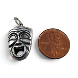 Sterling Silver Comedy Tragedy Mask Charm or Pendant Drama Actor Actress Gift