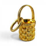 Gold Vermeil Persimmon Basket Charm Sterling Silver Woven Texture BCB