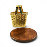 Gold Vermeil on Sterling Silver Tote Bag Shopping Basket Charm for Bracelet BCB
