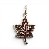 Sterling Silver Brown Enamel Maple Leaf Charm for Bracelet Fall Gift Autumn New