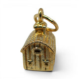 Sterling Silver Gold Vermeil Barn Charm for Bracelet Farming Farmer Wife Gift 3D