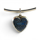 Sterling Silver Puffy Heart Charm for Bracelet Banner Scroll Vintage New 6