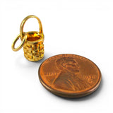 Gold Vermeil Persimmon Basket Charm Sterling Silver Woven Texture BCB