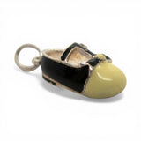Sterling Silver Black Enamel Mary Jane Strap Shoe Charm for Bracelet Vintage