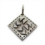 Sterling Silver Dutchman's Puzzle Quilt Block Pattern Charm for Bracelet Vintage