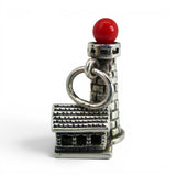 Sterling Silver Red Top Lighthouse Charm for Bracelet Shining Light Vintage New