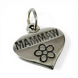 Sterling SIlver Mammaw Heart Charm for Bracelet Flower Grandma Gift New