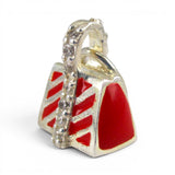Sterling Silver Red Enamel Handbag Charm for Bracelet Purse Fashion Girl Gift