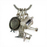 Sterling Silver Beach Sea Charms Holder Necklace Watering Can Chair Summer Hat