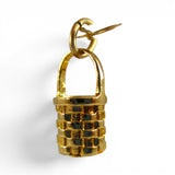 Gold Vermeil Persimmon Basket Charm Sterling Silver Woven Texture BCB