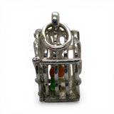 Sterling Silver Parrot in a Cage Charm for Bracelet Birdcage Pretty Bird Gift