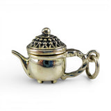 Sterling Siliver Footed Teapot Charm for Bracelet Movable Lid Highly Detailed