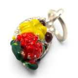 Sterling Silver Enamel Cornucopia Charm for Bracelet Thanksgiving Gift Vintage