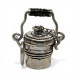 Sterling Silver Coal Miner's Lunch Bucket Charm for Bracelet Mining Gift Pail